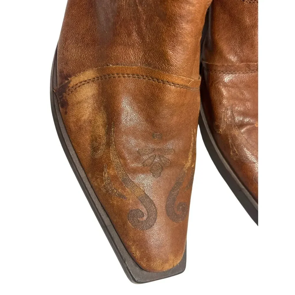Z Club Western Boho Faux Leather Half Boots, Brown Mens 8